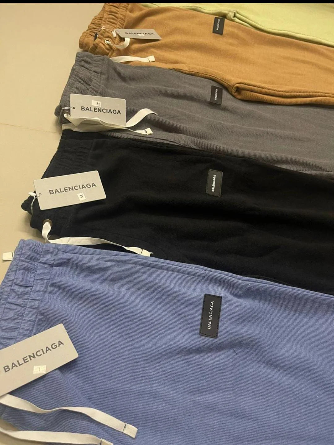 Balenciaga Style Relaxed Fit Ribbed Cotton Trousers