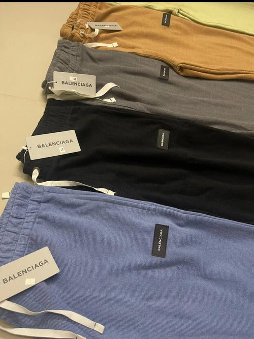 Balenciaga Style Relaxed Fit Ribbed Cotton Trousers