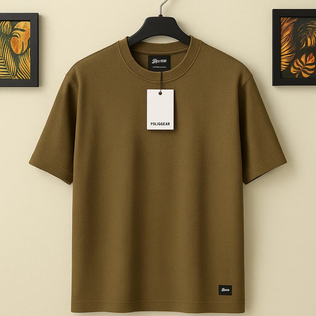 Ribbed Texture Crewneck T-Shirt