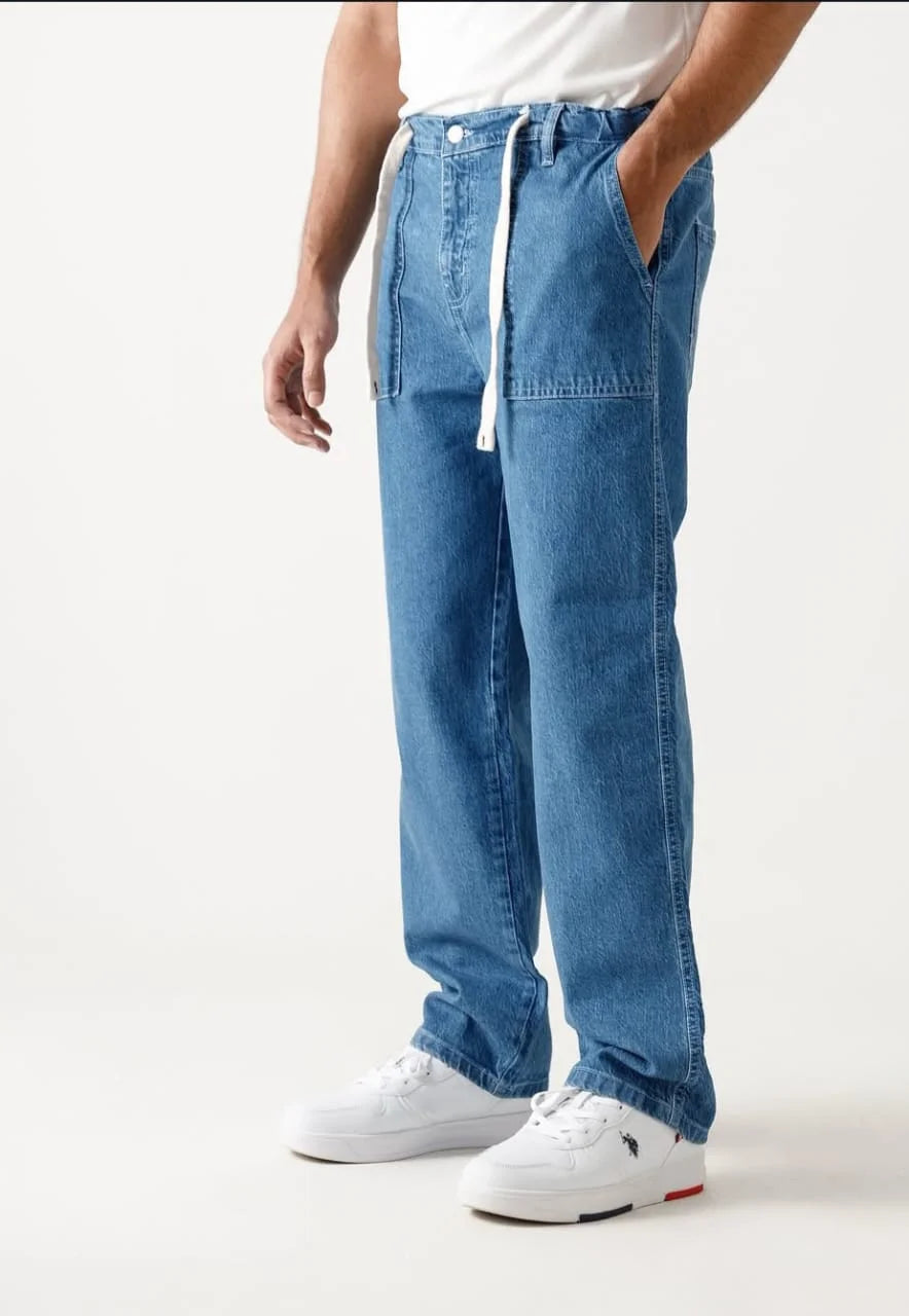 Men's Relaxed Fit Drawstring Denim Pants