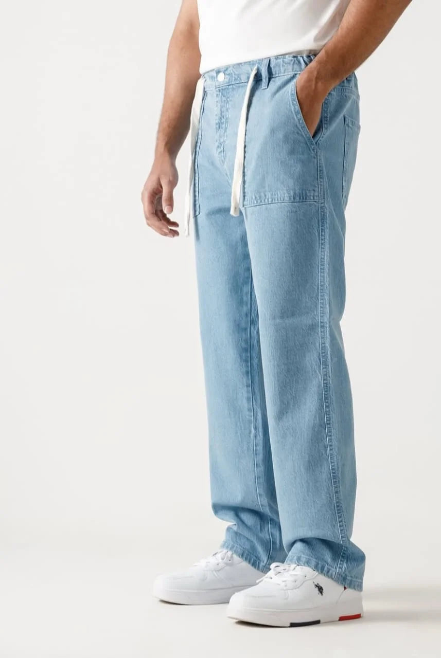 Men's Relaxed Fit Drawstring Denim Pants
