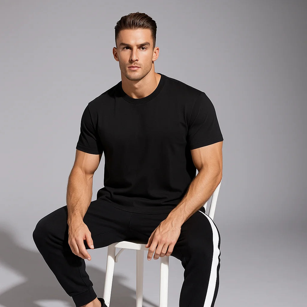 Ribbed Texture Crewneck T-Shirt